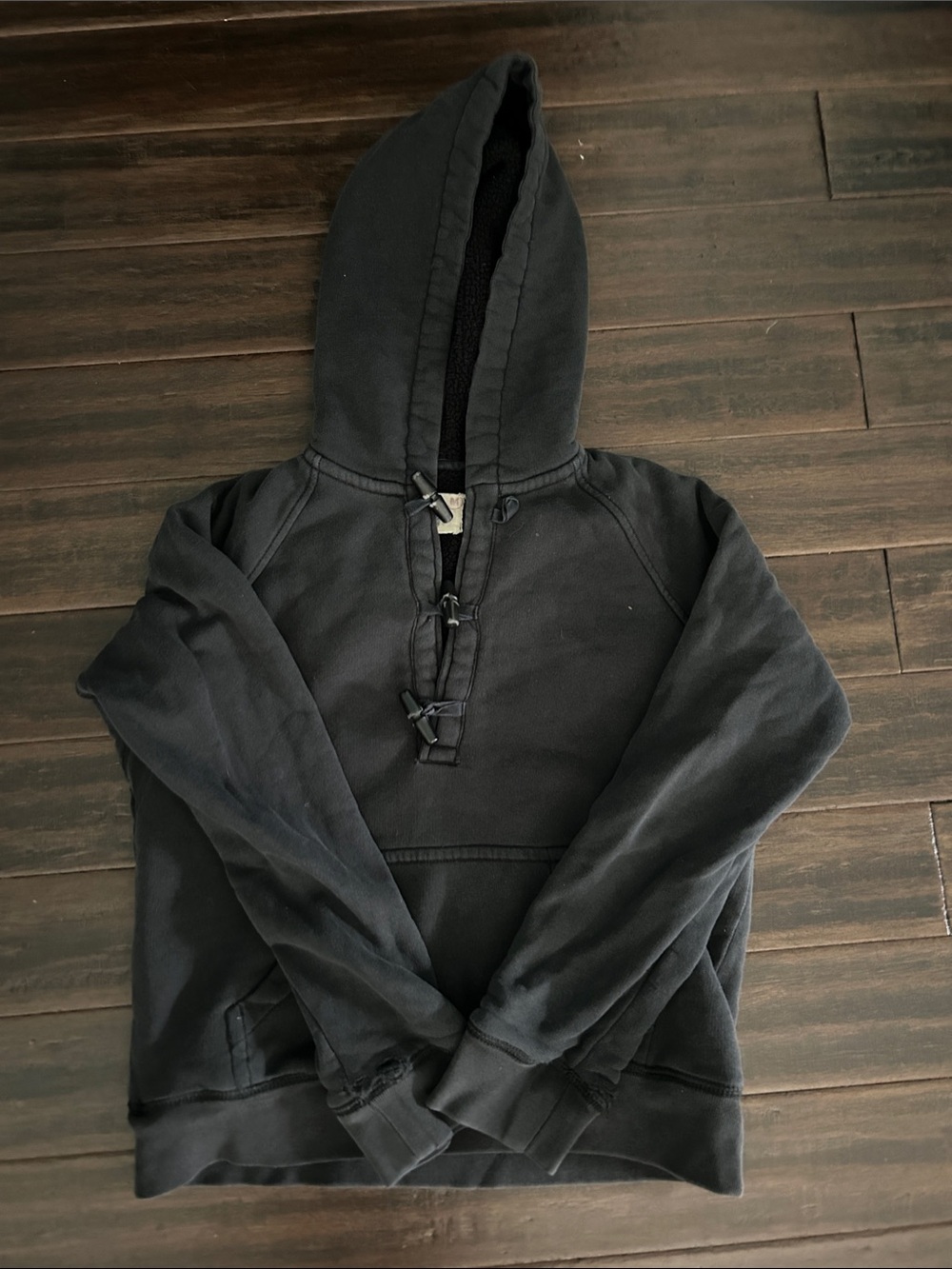 J. Crew Black Toggle-Hood Pullover Sweatshirt